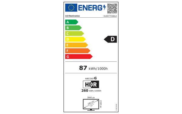 LG OLED77C68 - &Eacute;tiquette &eacute;nergie v2