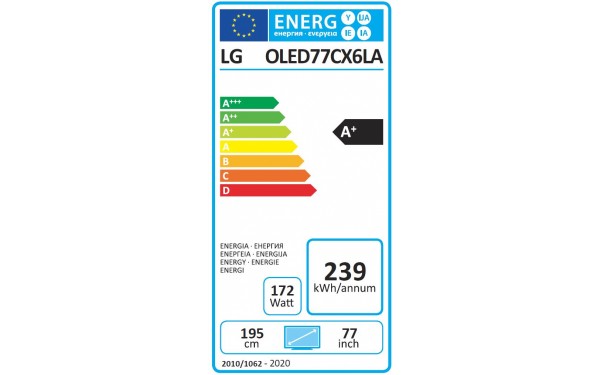 LG OLED77CX9 - &Eacute;tiquette &eacute;nergie