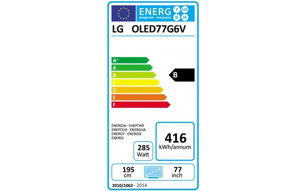 LG OLED77G6V - &Eacute;tiquette &eacute;nergie