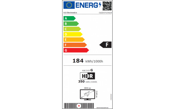 LG OLED97G5 - &Eacute;tiquette &eacute;nergie v2