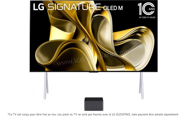 LG OLED97M3 - Vue de face sur pieds optionnels
