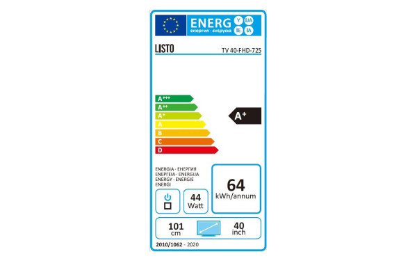 LISTO 40-FHD-725 - &Eacute;tiquette &eacute;nergie