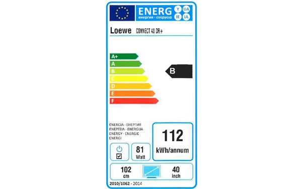 LOEWE Connect 40 UHD Argent - &Eacute;tiquette &eacute;nergie
