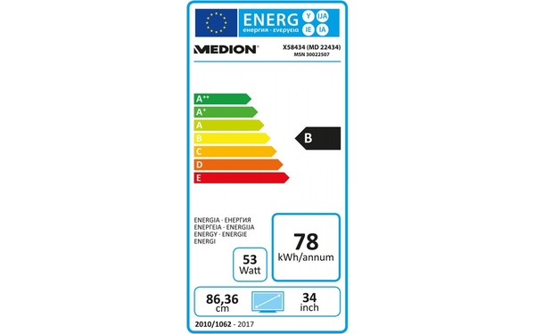 MEDION Akoya X58434 - &Eacute;tiquette &eacute;nergie