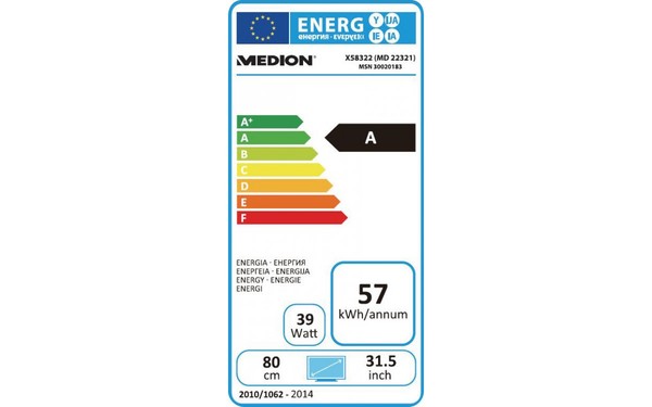 MEDION Akoya X58322 Blanc - &Eacute;tiquette &eacute;nergie