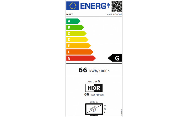 METZ 43MUD7000Z - &Eacute;tiquette &eacute;nergie v2