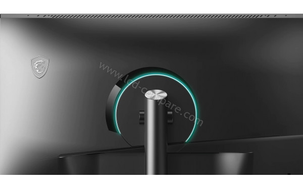 MSI Creator PS321URV - Zoom sur la partie arri&egrave;re et le syst&egrave;me lumineux