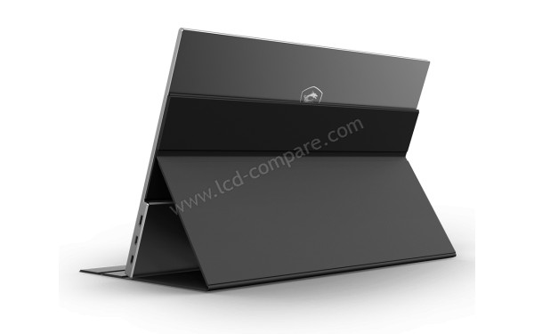 MSI Optix MAG161V - Vue 3/4 arri&egrave;re avec son support