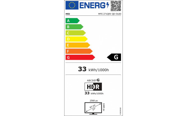 MSI MPG 271QRX QD-OLED - &Eacute;tiquette &eacute;nergie v2