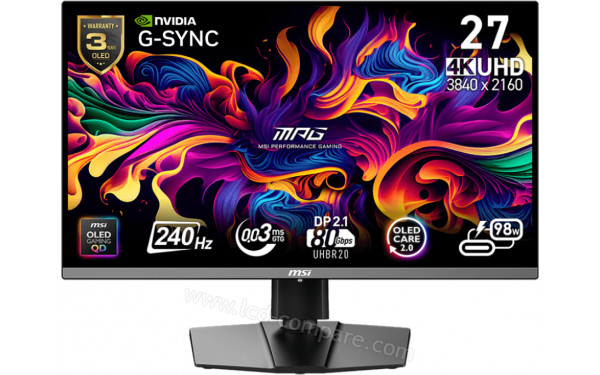 MSI MPG 272URX QD-OLED - Vue de face