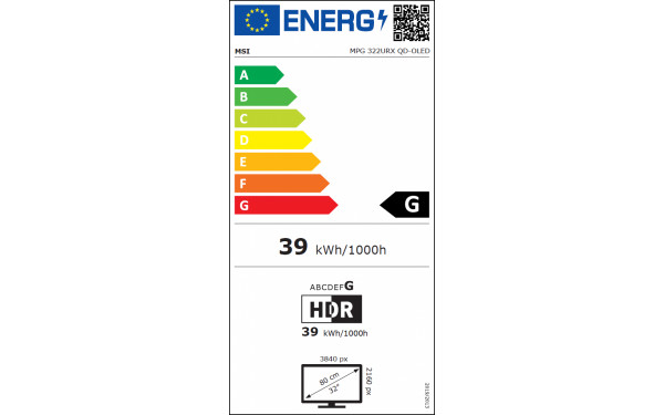 MSI MPG 322URX QD-OLED - &Eacute;tiquette &eacute;nergie v2