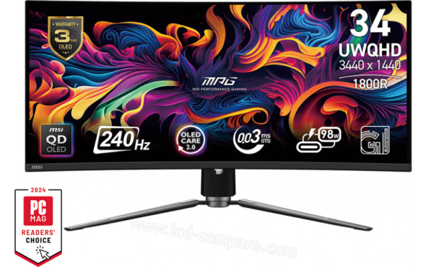 MSI MPG 341CQPX QD-OLED - Vue de face
