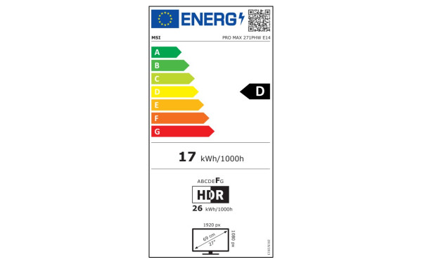 MSI Pro Max 271PHW E14 - &Eacute;tiquette &eacute;nergie v2
