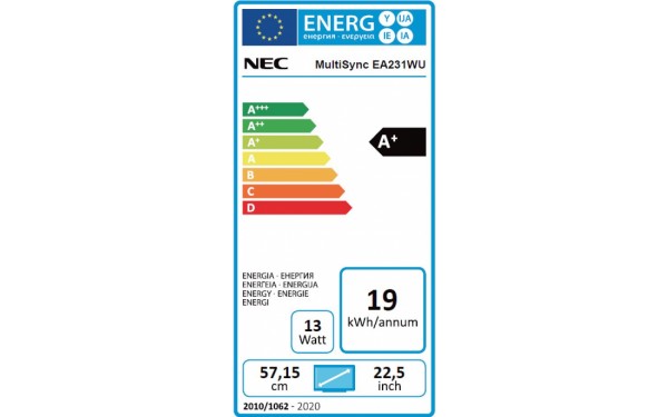 NEC MultiSync EA231WU-BK - &Eacute;tiquette &eacute;nergie