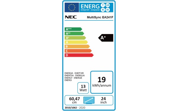NEC MultiSync EA241F-WH - &Eacute;tiquette &eacute;nergie