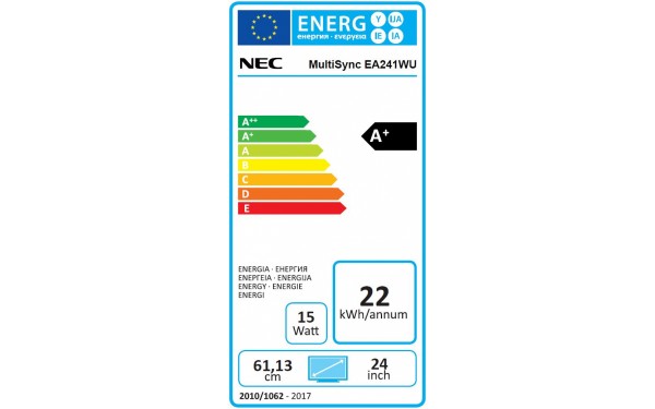 NEC EA241WU-BK - &Eacute;tiquette &eacute;nergie