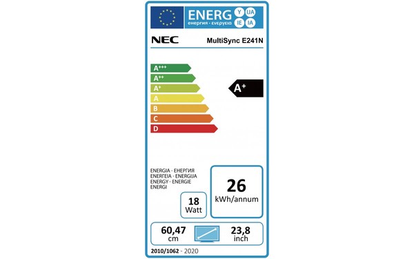 NEC MultiSync E241N-WH - &Eacute;tiquette &eacute;nergie