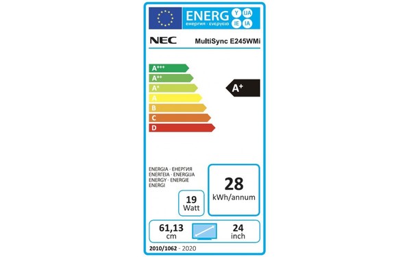 NEC MultiSync E245WMi-BK - &Eacute;tiquette &eacute;nergie