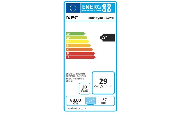 NEC MultiSync EA271F-BK - &Eacute;tiquette &eacute;nergie