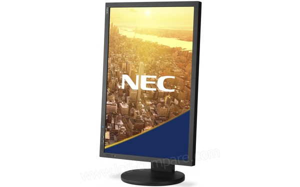 NEC MultiSync PA243W-BK - Vue 3/4 droite en mode portrait