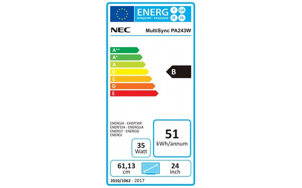 NEC MultiSync PA243W-BK - &Eacute;tiquette &eacute;nergie