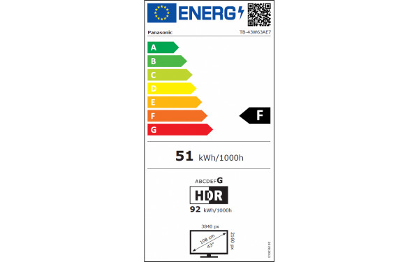 PANASONIC TB-43W63AE7 - &Eacute;tiquette &eacute;nergie v2