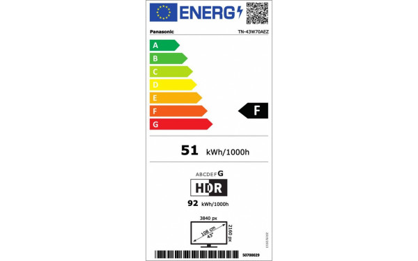 PANASONIC TN-43W70AEZ - &Eacute;tiquette &eacute;nergie v2