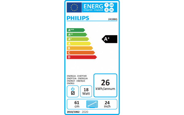 PHILIPS 230B8QJEB - &Eacute;tiquette &eacute;nergie