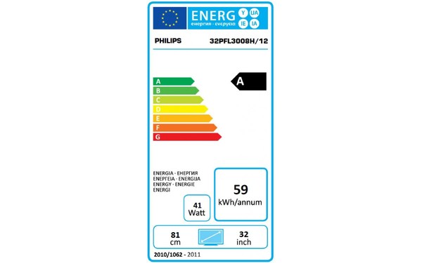 PHILIPS 32PFL3008H - &Eacute;tiquette &eacute;nergie