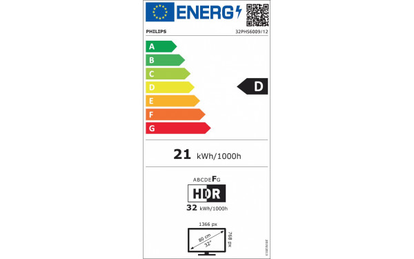 PHILIPS 32PHS6009 - &Eacute;tiquette &eacute;nergie v2