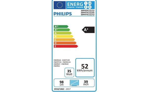PHILIPS 39PHT4112 - &Eacute;tiquette &eacute;nergie