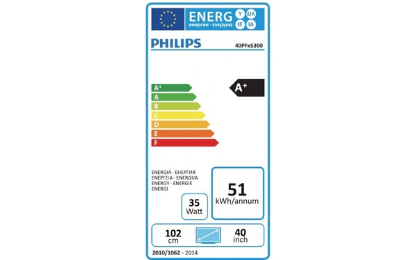 PHILIPS 40PFH5300 - &Eacute;tiquette &eacute;nergie