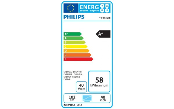 PHILIPS 40PFL4508H - &Eacute;tiquette &eacute;nergie
