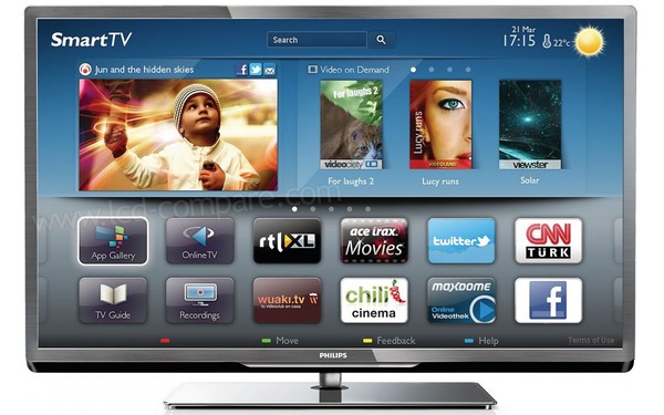 PHILIPS 40PFL5007H - Vue de face + menus Smart TV