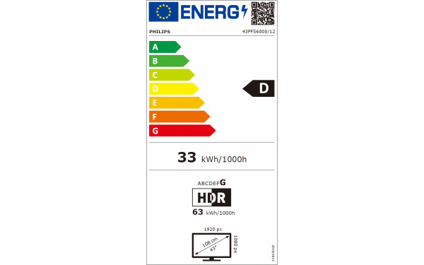 PHILIPS 43PFS6808 - &Eacute;tiquette &eacute;nergie v2