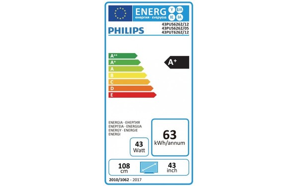 PHILIPS 43PUS6262 - &Eacute;tiquette &eacute;nergie