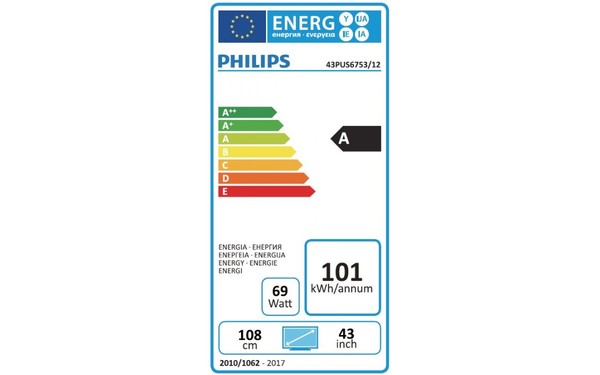 PHILIPS 43PUS6753 - &Eacute;tiquette &eacute;nergie