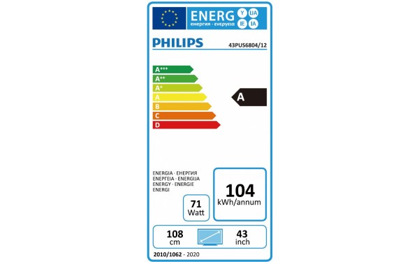 PHILIPS 43PUS6804 - &Eacute;tiquette &eacute;nergie