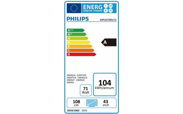 PHILIPS 43PUS7394 - &Eacute;tiquette &eacute;nergie