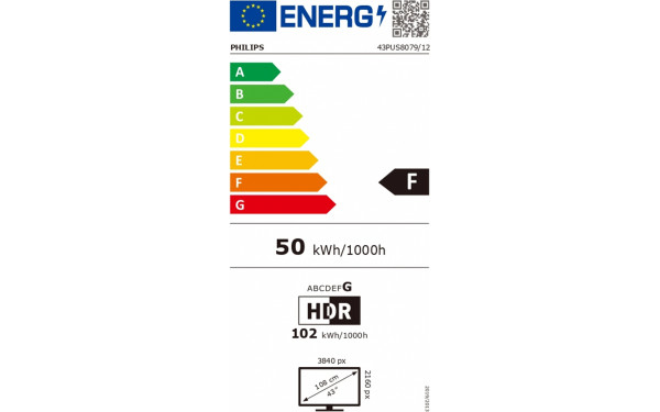 PHILIPS 43PUS8079 - &Eacute;tiquette &eacute;nergie v2