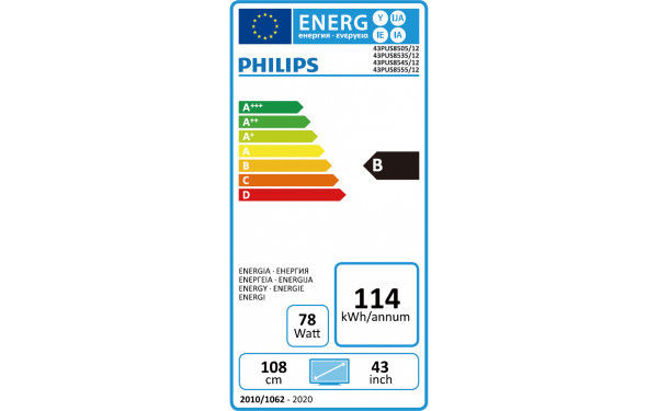 PHILIPS 43PUS8535 - &Eacute;tiquette &eacute;nergie