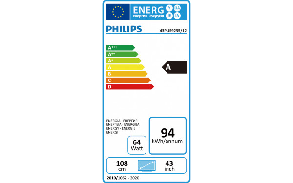 PHILIPS 43PUS9235 - &Eacute;tiquette &eacute;nergie