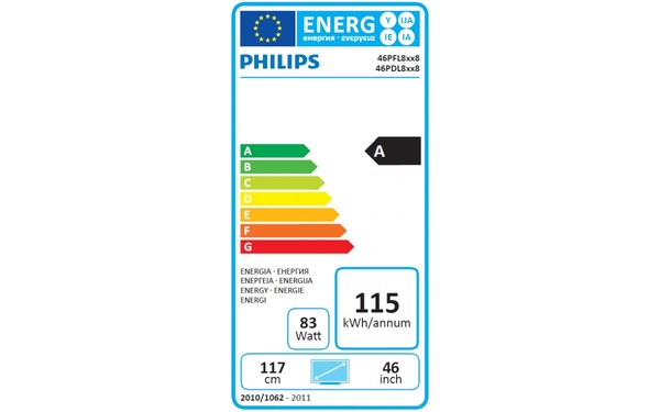 PHILIPS 46PDL8908S - &Eacute;tiquette &eacute;nergie