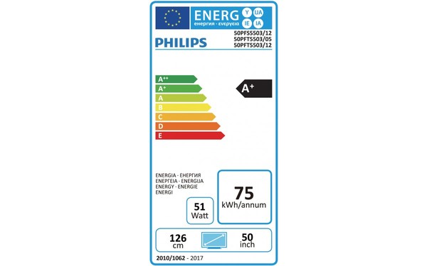PHILIPS 50PFS5503 - &Eacute;tiquette &eacute;nergie