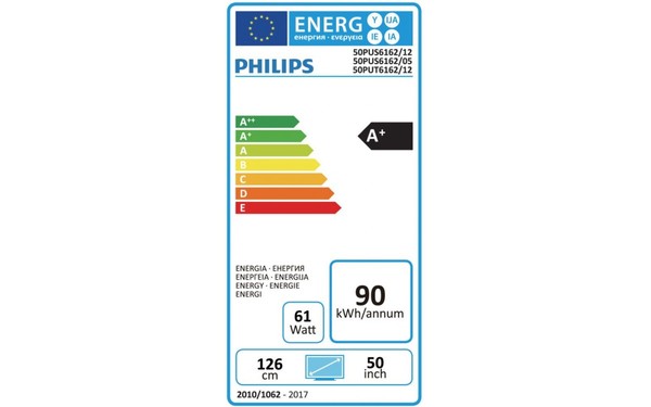 PHILIPS 50PUS6162 - &Eacute;tiquette &eacute;nergie