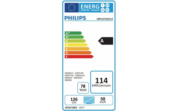 PHILIPS 50PUS7363 - &Eacute;tiquette &eacute;nergie