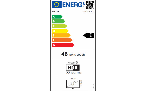 PHILIPS 50PUS8209 - &Eacute;tiquette &eacute;nergie v2
