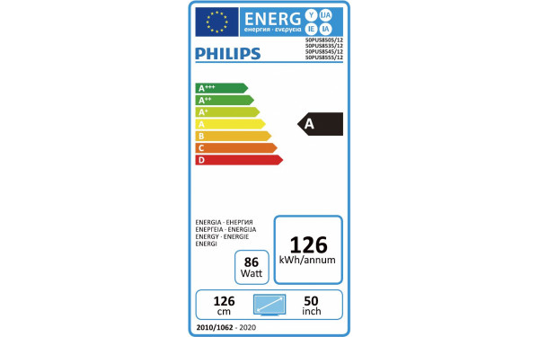 PHILIPS 50PUS8505 - &Eacute;tiquette &eacute;nergie
