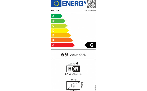 PHILIPS 50PUS8848 - &Eacute;tiquette &eacute;nergie v2