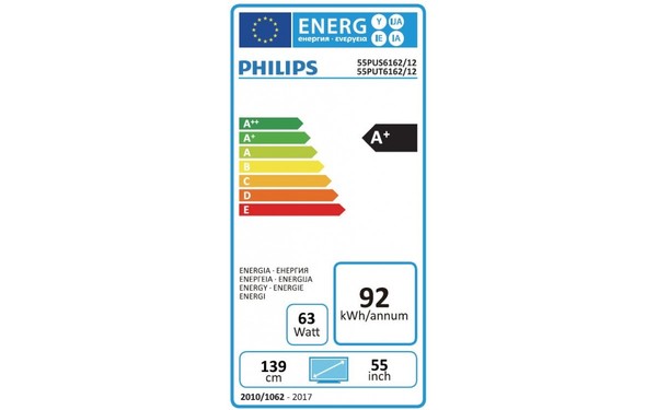 PHILIPS 55PUS6162 - &Eacute;tiquette &eacute;nergie